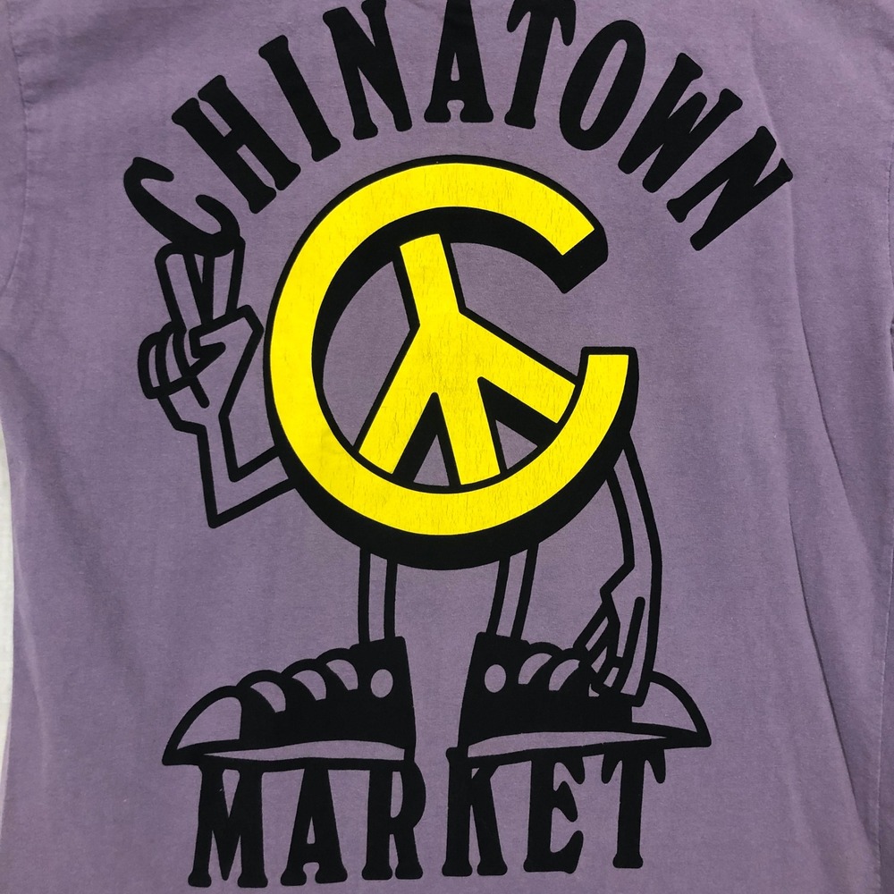 Chinatown Market Peace Sign Graphic T-Shirt Purple Mens Medium Streetwear Tee